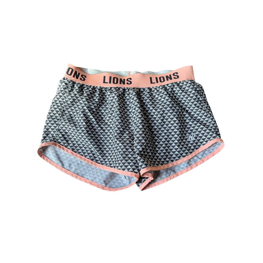 Varsity Spirit Lions Athletic Shorts Women's Size S Geometric Print Peach Trim‎
